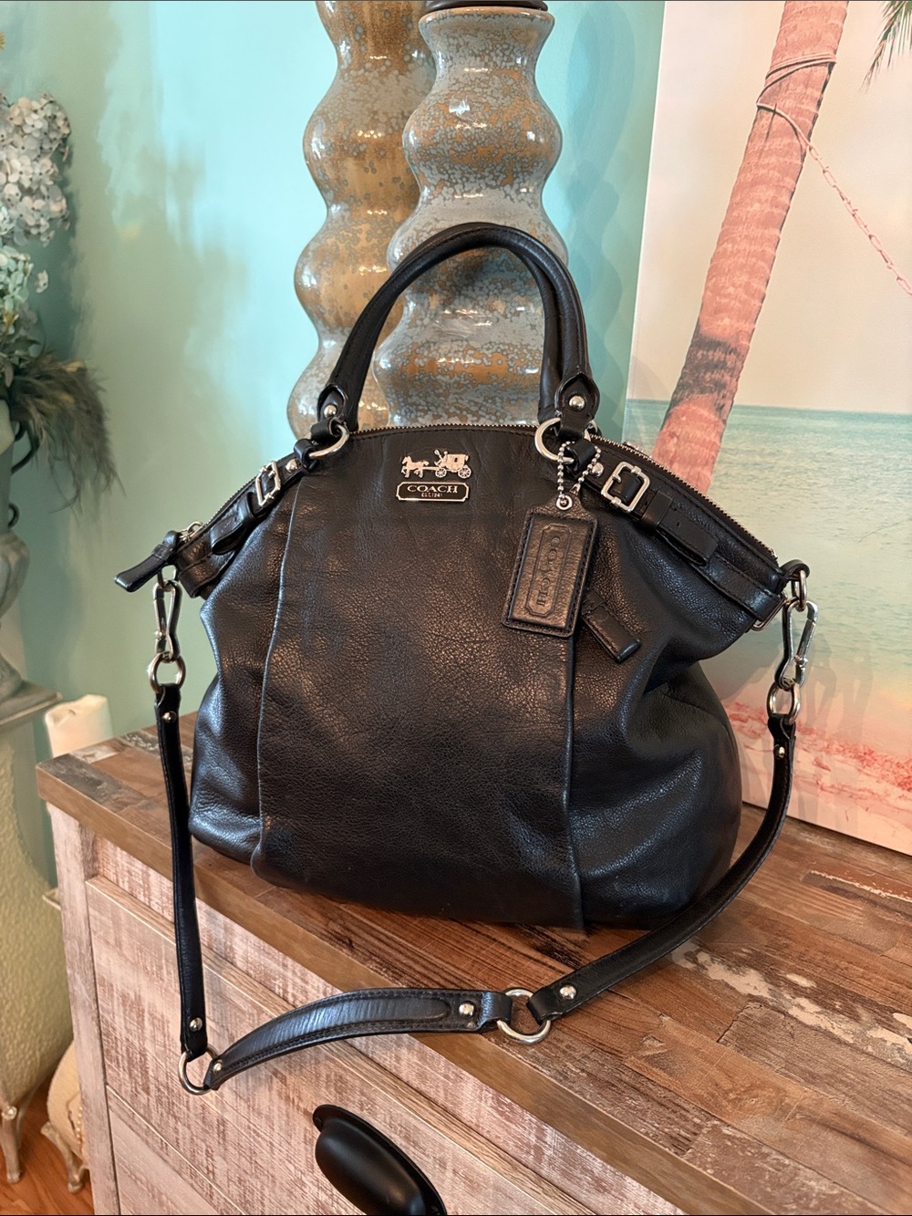 Coach Madison Lindsey Pebbled Leather Shoulder Satchel gorgeous